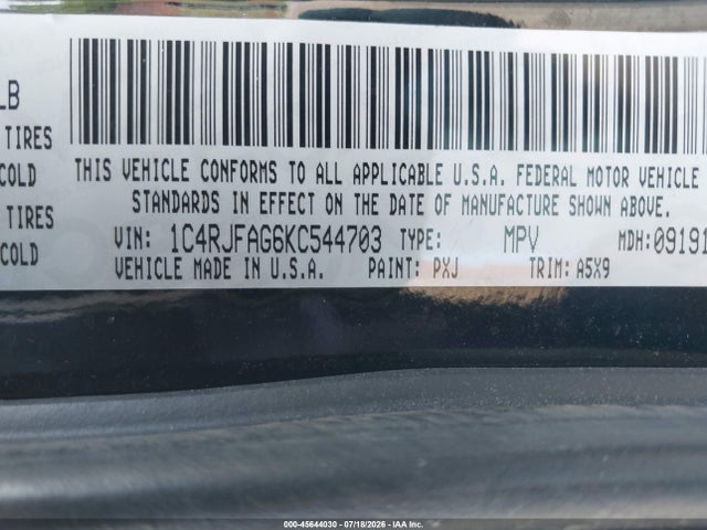 Продажа на аукционе авто 2019 Jeep Grand Cherokee Upland 4x4, vin: 1C4RJFAG6KC544703, номер лота: 45644030