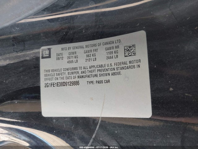 Aukcja sprzedaży 2013 Chevrolet Camaro 1ls, vin: 2G1FE1E38D9129886, numer aukcji: 45644068