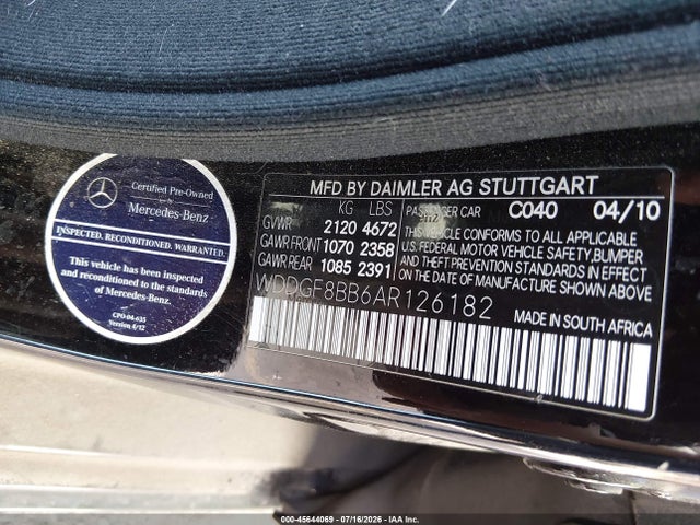 Aukcja sprzedaży 2010 Mercedes-benz C 300 Sport 4matic, vin: WDDGF8BB6AR126182, numer aukcji: 45644069