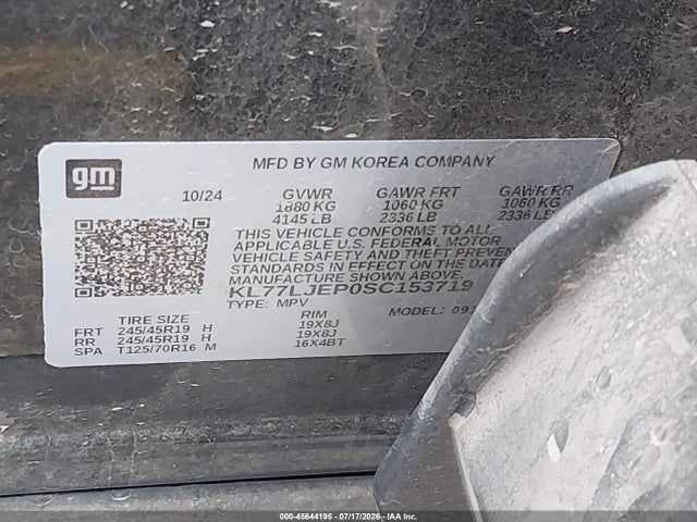 Продаж на аукціоні авто 2025 Chevrolet Trax Fwd 2rs, vin: KL77LJEP0SC153719, номер лоту: 45644195
