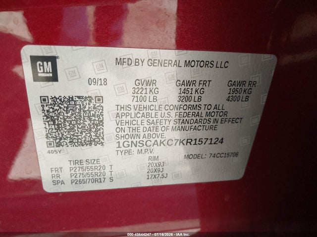 Chevrolet Tahoe Ls 2019 1GNSCAKC7KR157124 Image 9