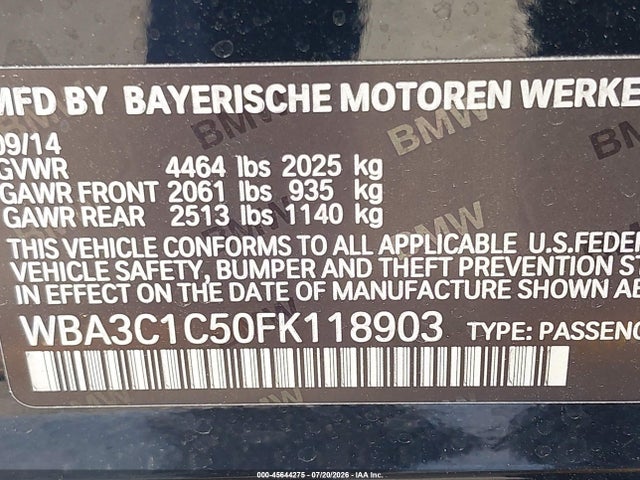 BMW 328I 2015 WBA3C1C50FK118903 Image 9