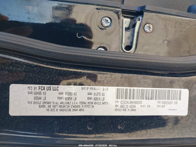 45644289 :رقم المزاد ، 2C3CDXL90KH668355 vin ، 2019 Dodge Charger Srt Hellcat Rwd مزاد بيع