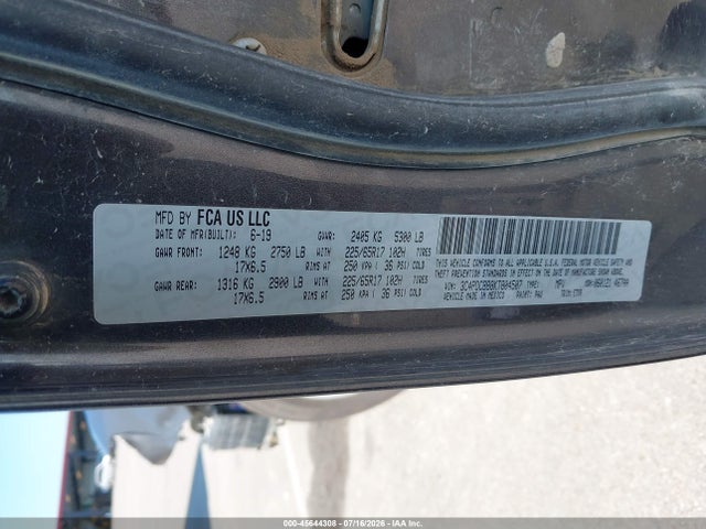 45644308 :رقم المزاد ، 3C4PDCBB8KT804507 vin ، 2019 Dodge Journey Se مزاد بيع