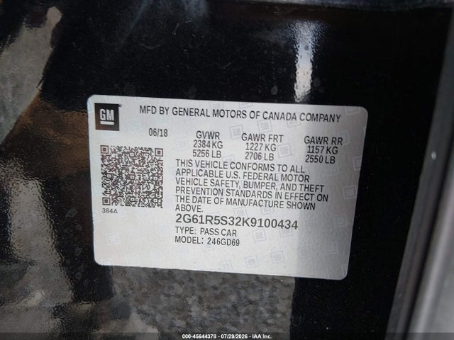 Aukcja sprzedaży 2019 Cadillac Xts Premium Luxury, vin: 2G61R5S32K9100434, numer aukcji: 45644378