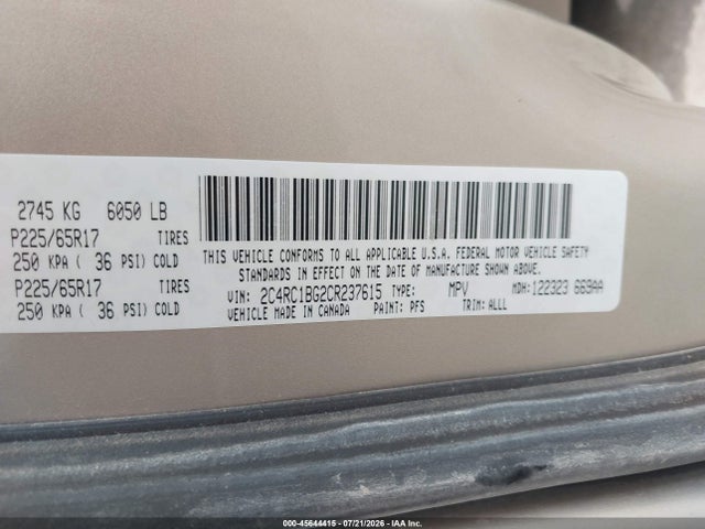 Aukcja sprzedaży 2012 Chrysler Town & Country Touring, vin: 2C4RC1BG2CR237615, numer aukcji: 45644415