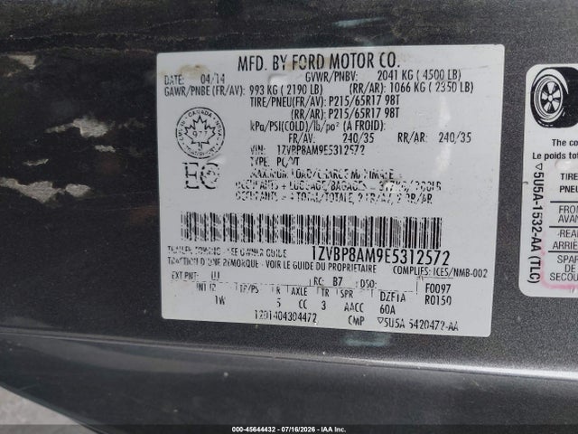 1ZVBP8AM9E5312572 Ford Mustang V6