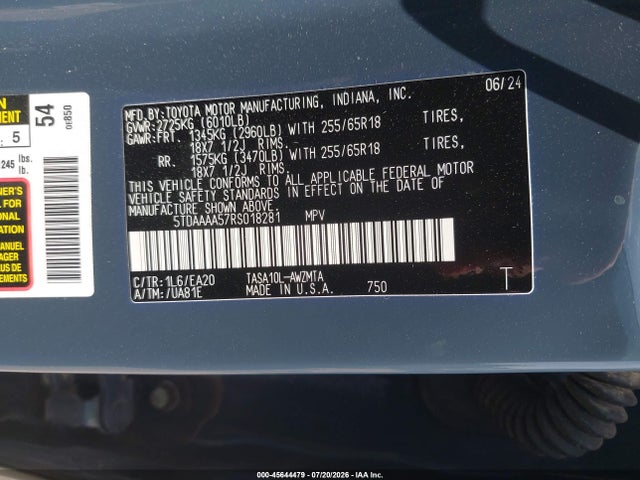 Toyota Grand Highlander Xle 2024 5TDAAAA57RS018281 Image 9