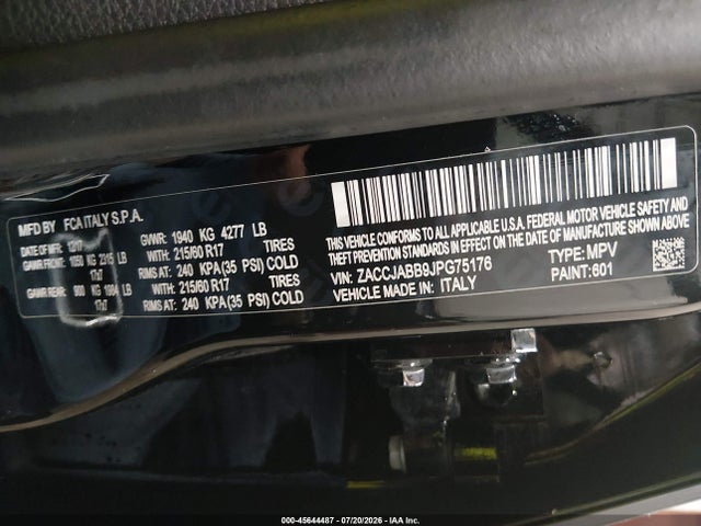 ZACCJABB9JPG75176 Jeep Renegade Latitude Fwd