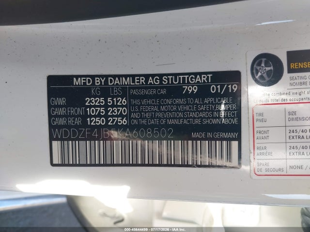WDDZF4JB5KA608502 Mercedes-Benz E 300