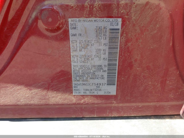 Nissan ROGUE SV 2018 5N1AT2MV1JC754937 Image 9