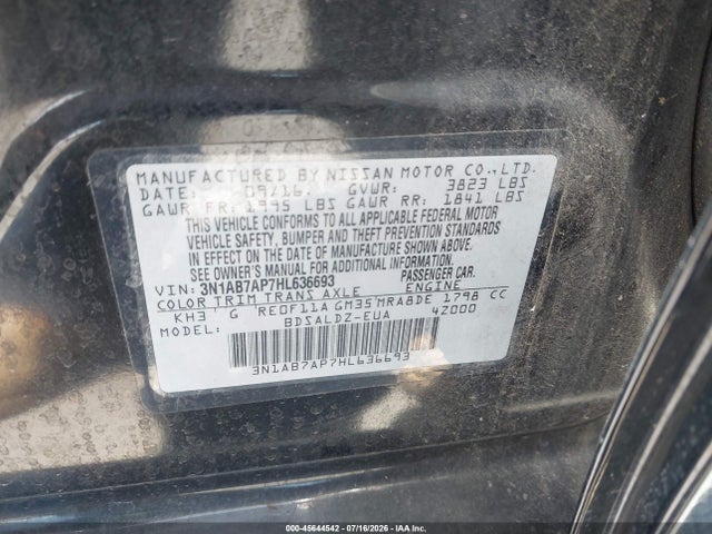 3N1AB7AP7HL636693 Nissan Sentra S/sl/sr/sv