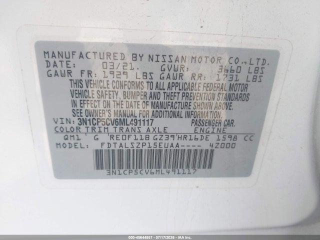 Nissan Kicks Sv Xtronic Cvt 2021 3N1CP5CV6ML491117 Image 9