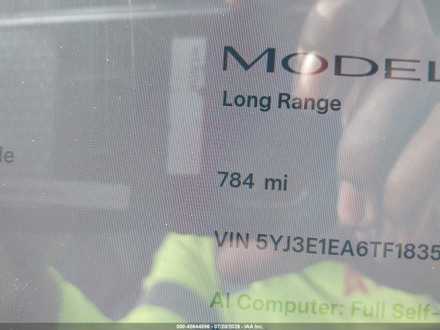 45644596 :رقم المزاد ، 5YJ3E1EA6TF183576 vin ، 2026 Tesla Model 3 Premium Rear-wheel Drive/rear-wheel Drive مزاد بيع