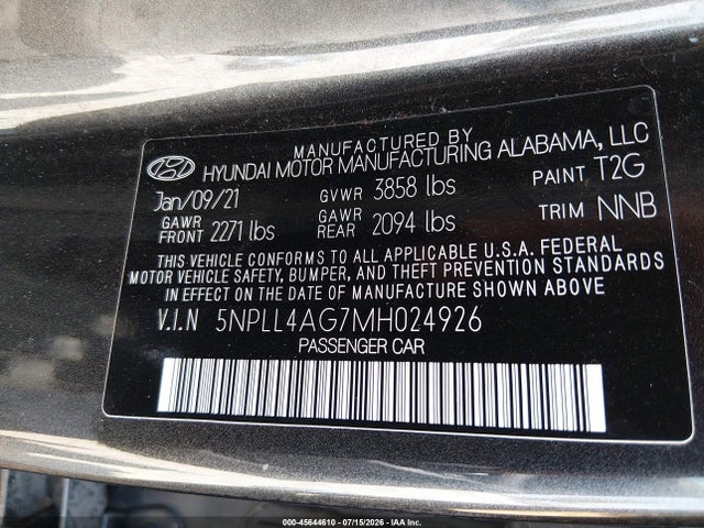 Hyundai ELANTRA SE 2021 5NPLL4AG7MH024926 Image 9