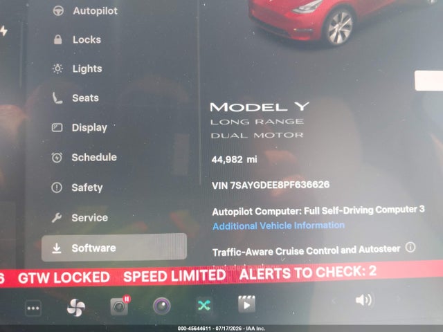 Продаж на аукціоні авто 2023 Tesla Model Y Awd/long Range Dual Motor All-wheel Drive, vin: 7SAYGDEE8PF636626, номер лоту: 45644611