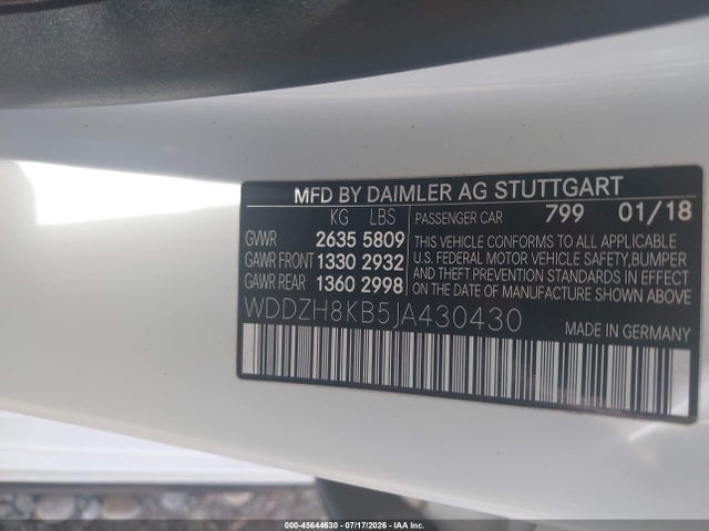 Aukcja sprzedaży 2018 Mercedes-benz Amg E 63 S 4matic, vin: WDDZH8KB5JA430430, numer aukcji: 45644630