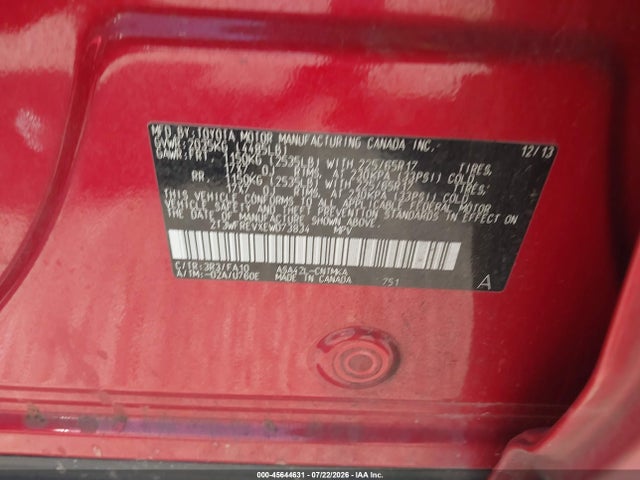 Aukcja sprzedaży 2014 Toyota Rav4 Xle, vin: 2T3WFREVXEW073834, numer aukcji: 45644631
