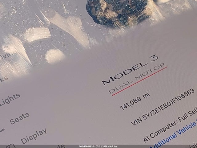 5YJ3E1EB0JF106563 Tesla Model 3 Long Range/performance
