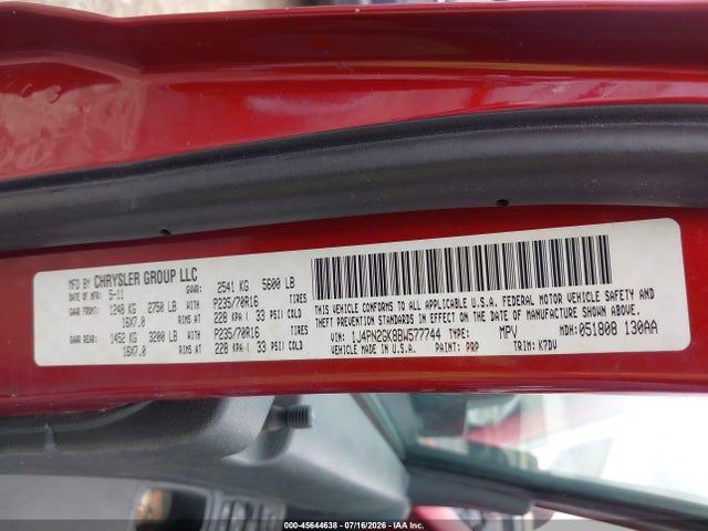 2011 Jeep Liberty Sport მანქანა იყიდება აუქციონზე, vin: 1J4PN2GK8BW577744, აუქციონის ნომერი: 45644638