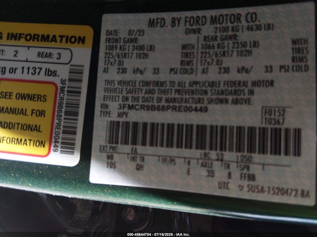 Ford Bronco Sport Big Bend 2023 3FMCR9B68PRE00449 Image 9