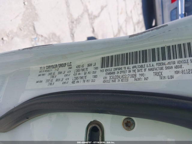 Aukcja sprzedaży 2012 Ram 2500 Laramie, vin: 3C6UD5NL0CG171828, numer aukcji: 45644707