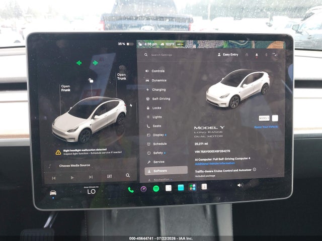 Aukcja sprzedaży 2025 Tesla Model Y Long Range Dual Motor All-wheel Drive, vin: 7SAYGDEE4SF284279, numer aukcji: 45644741