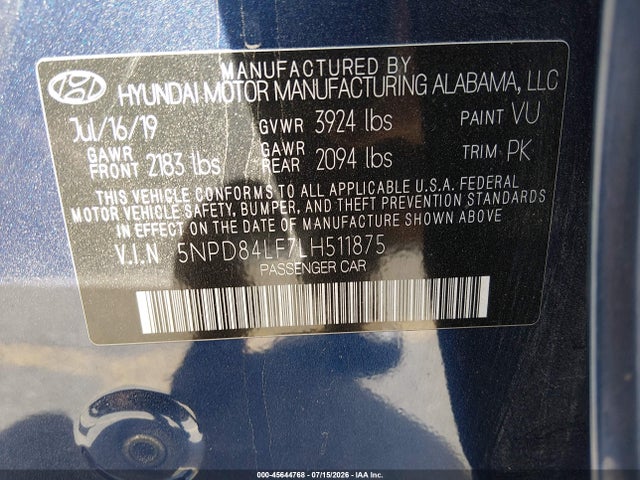 Hyundai ELANTRA SEL 2020 5NPD84LF7LH511875 Image 9