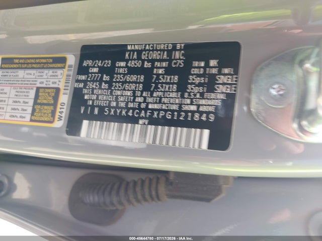 2023 Kia Sportage Sx მანქანა იყიდება აუქციონზე, vin: 5XYK4CAFXPG121849, აუქციონის ნომერი: 45644780