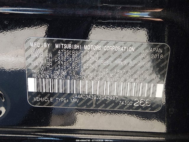 Mitsubishi Outlander Se 2018 JA4AD3A39JZ042497 Image 9