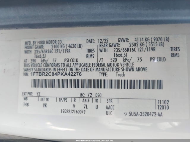 1FTBR2C84PKA42276 Ford Transit-250