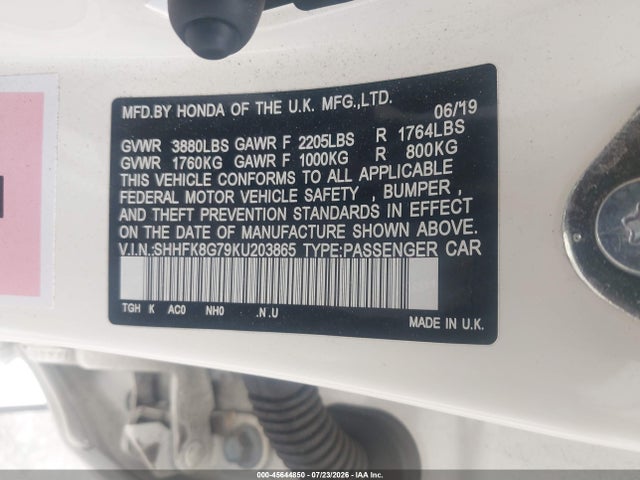 SHHFK8G79KU203865 Honda Civic Type R Touring