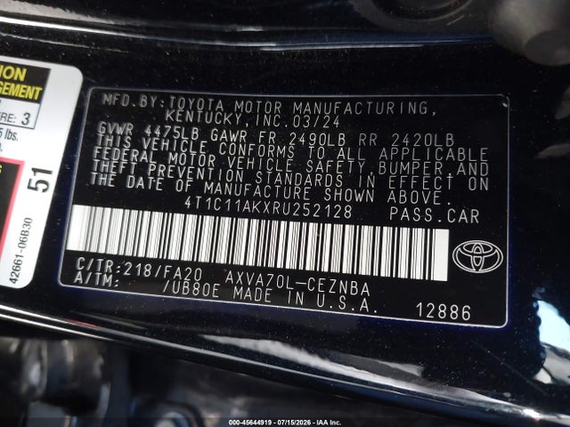Toyota CAMRY LE 2024 4T1C11AKXRU252128 Image 9