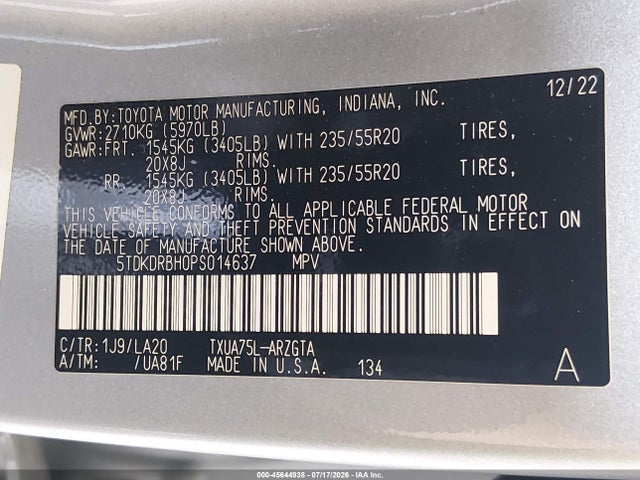Toyota Highlander Platinum 2023 5TDKDRBH0PS014637 Image 9