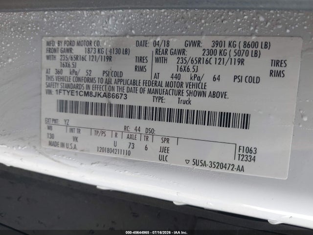 Ford Transit-150 2018 1FTYE1CM8JKA86673 Image 9