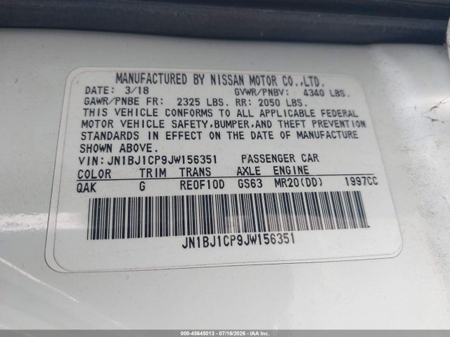JN1BJ1CP9JW156351 Nissan Rogue Sport S