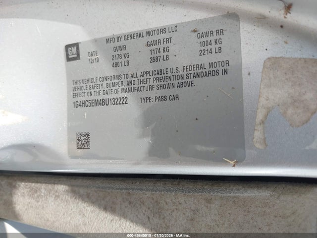 Aukcja sprzedaży 2011 Buick Lucerne Cxl, vin: 1G4HC5EM4BU132222, numer aukcji: 45645019