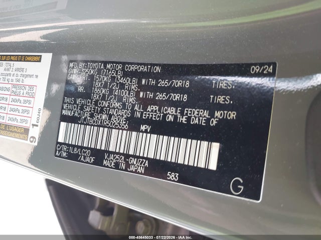 Продажа на аукционе авто 2024 Lexus Gx 550 Overtrail, vin: JTJTBCDX1R5025356, номер лота: 45645033