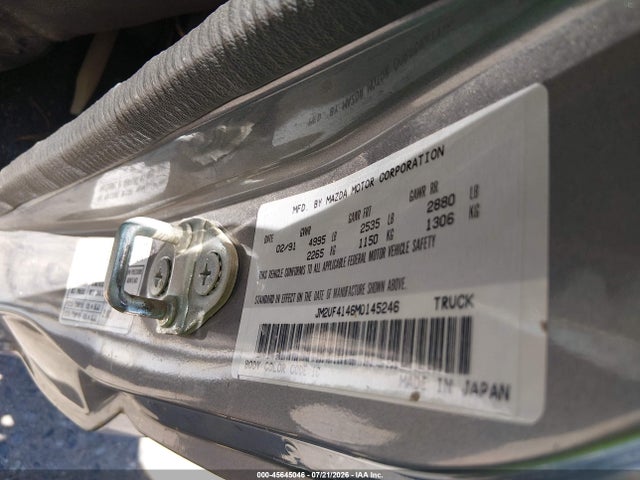 1991 Mazda B2600 Short Body მანქანა იყიდება აუქციონზე, vin: JM2UF4146M0145246, აუქციონის ნომერი: 45645046