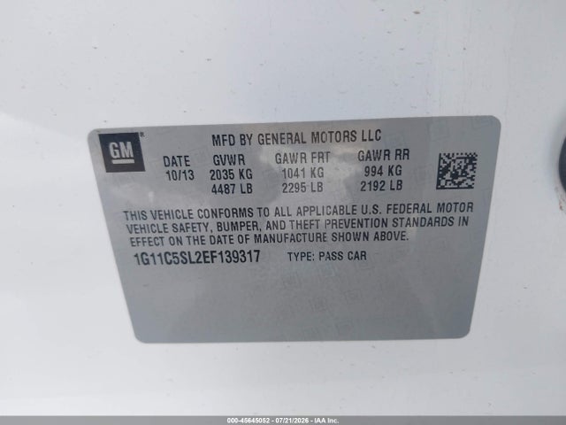 Chevrolet MALIBU 1LT 2014 1G11C5SL2EF139317 Image 9