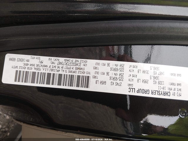 45645099 :رقم المزاد ، 2C4RDGCG7CR173487 vin ، 2012 Dodge Grand Caravan Sxt مزاد بيع