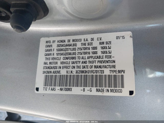 Honda CR-V LX 2015 3CZRM3H31FG701723 Image 9