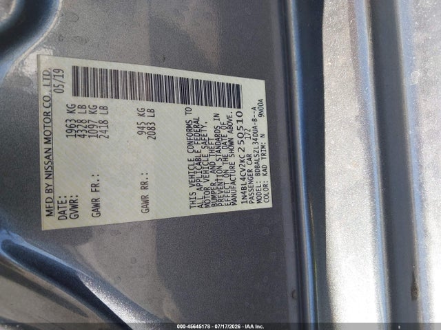 1N4BL4CV2KC250510 Nissan Altima 2.5 Sr