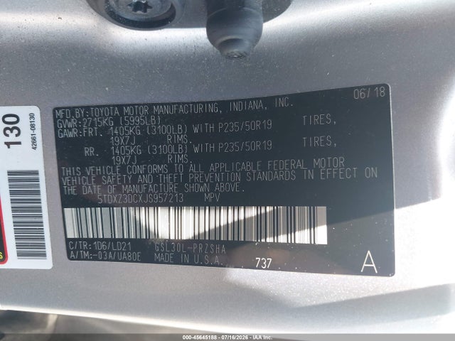 5TDXZ3DCXJS957213 Toyota Sienna Se 8 Passenger