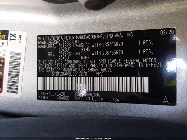 Toyota Highlander Platinum 2020 5TDFZRAH8LS010270 Image 9