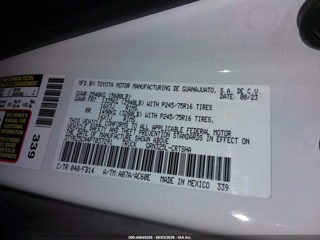 Aukcja sprzedaży 2023 Toyota Tacoma Sr V6, vin: 3TYRZ5CN4PT037291, numer aukcji: 45645208