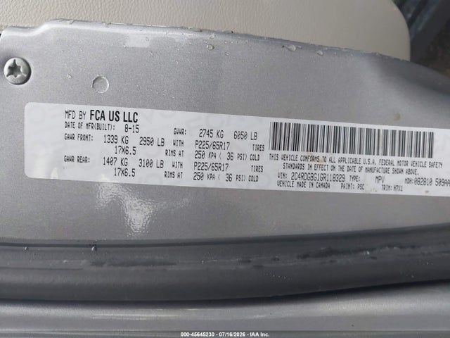 Dodge Grand Caravan American Value Pkg 2016 2C4RDGBG1GR118329 Image 9