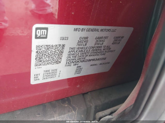 1GNSKNKD9PR340356 Chevrolet Tahoe 4wd Lt