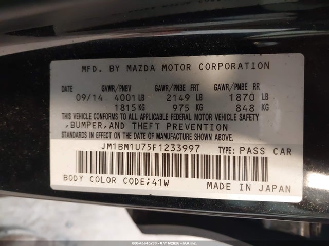 JM1BM1U75F1233997 Mazda Mazda3 I Sport