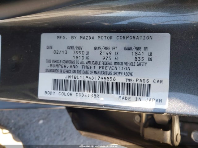 Продаж на аукціоні авто 2013 Mazda Mazda3 I Touring, vin: JM1BL1LP4D1798856, номер лоту: 45645291